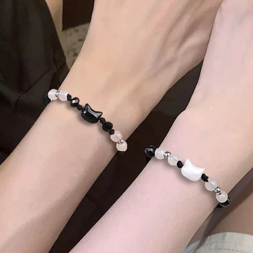 Yin & Purr Cat Stone Couple Bracelets