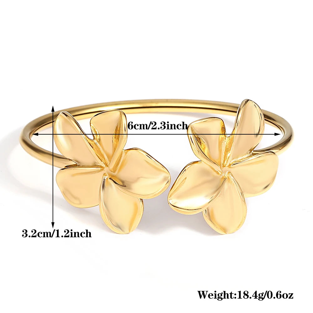 Golden Bloom Double Flower Cuff Bracelets