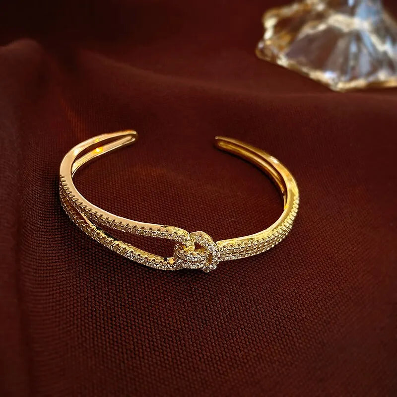 Radiance Knot Zircon Cuff Bracelet