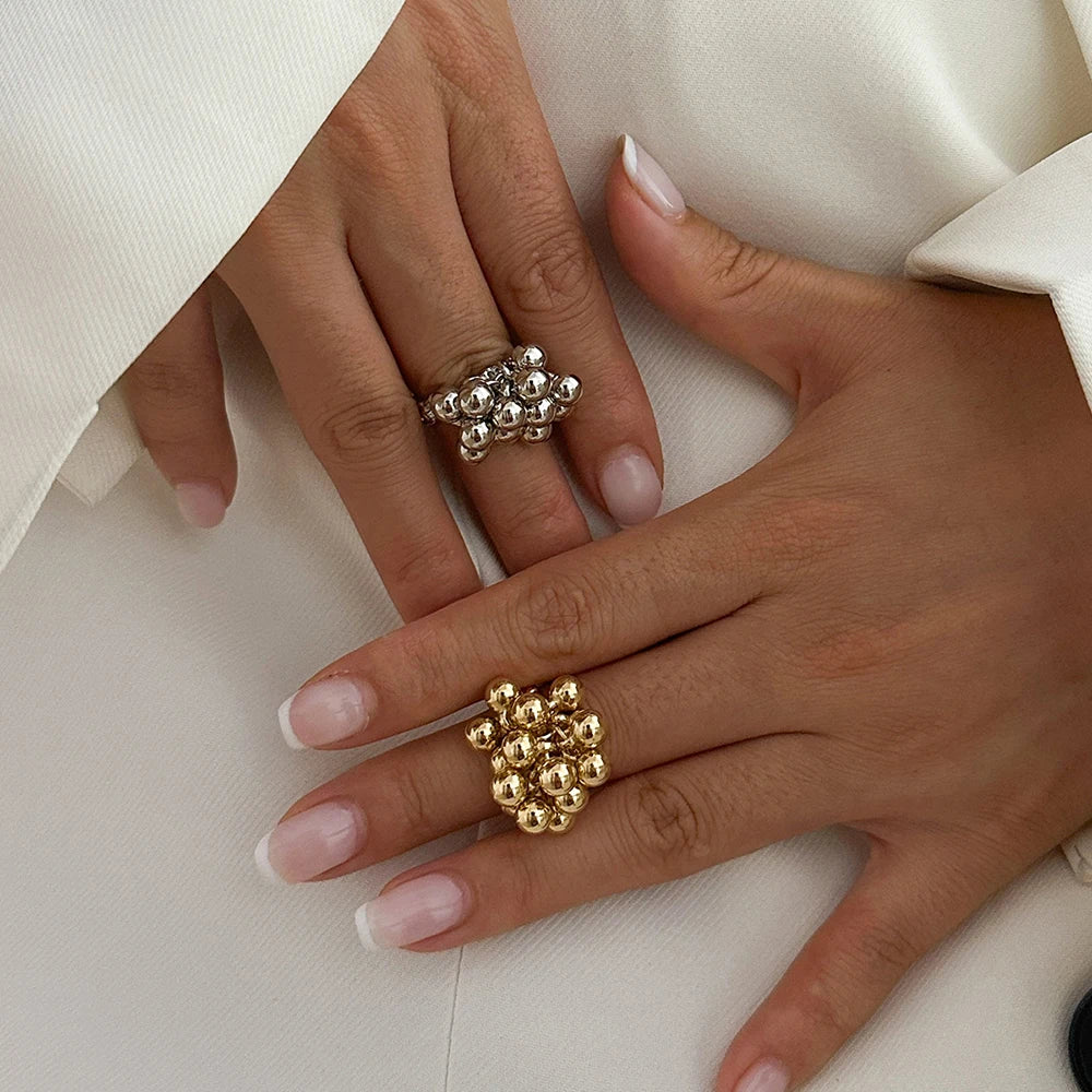 Gold Plated Square Zircon Ring – Adjustable Stainless Steel