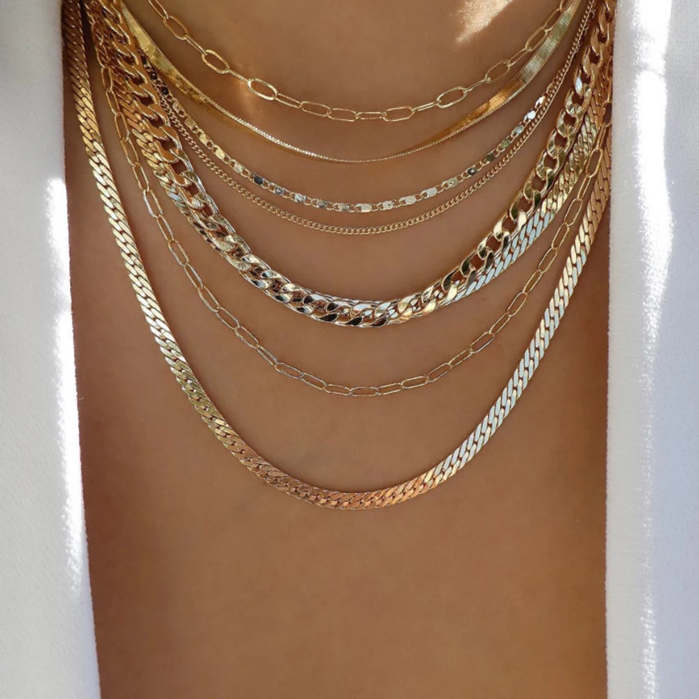 Gold Multi-Layer Pendant Necklace Set for Women