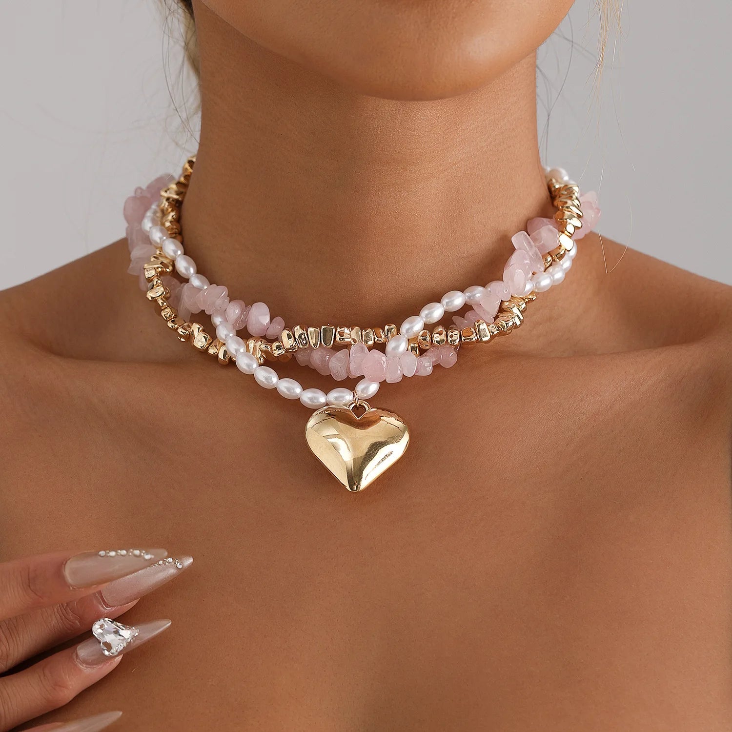 Y2K Crystal Beaded Necklace