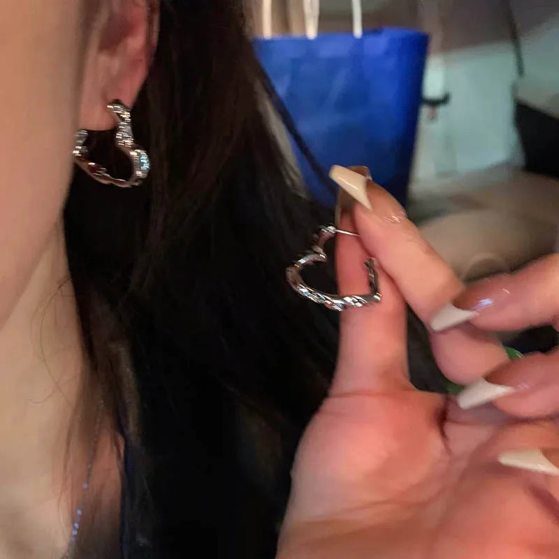Y2K Retro Heart Hoop Earrings