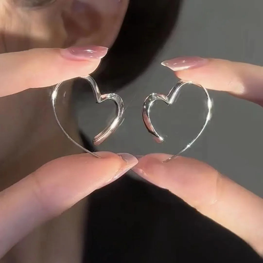 Y2K Retro Heart Hoop Earrings