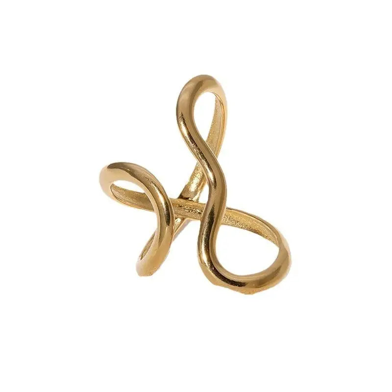 Minimalist Gold Wave Ring – 18K PVD Plated Stainless Steel Adjustable Waterproof Jewellery