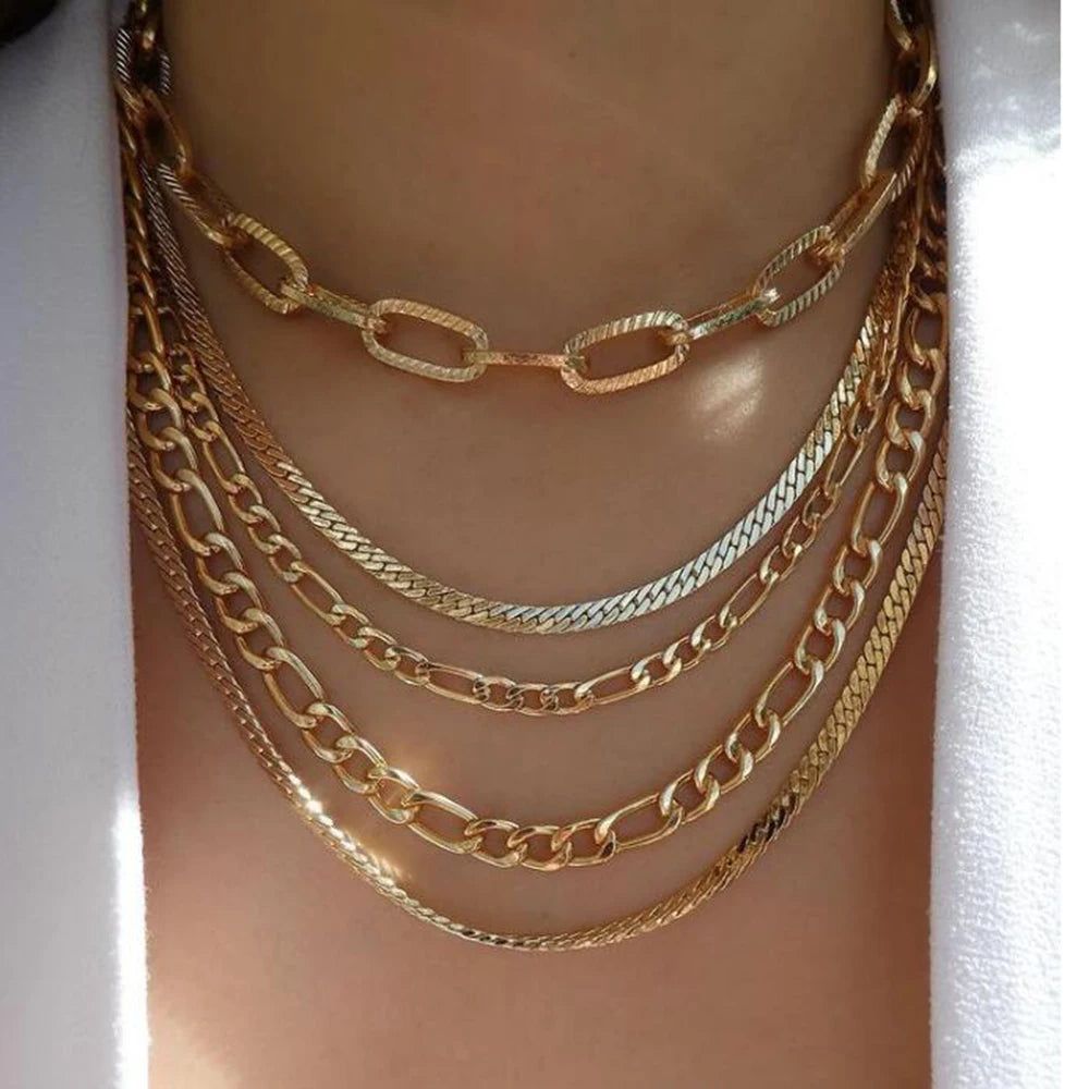 Gold Multi-Layer Pendant Necklace Set for Women