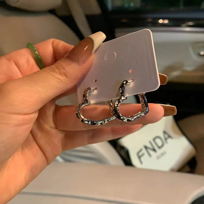 Y2K Retro Heart Hoop Earrings