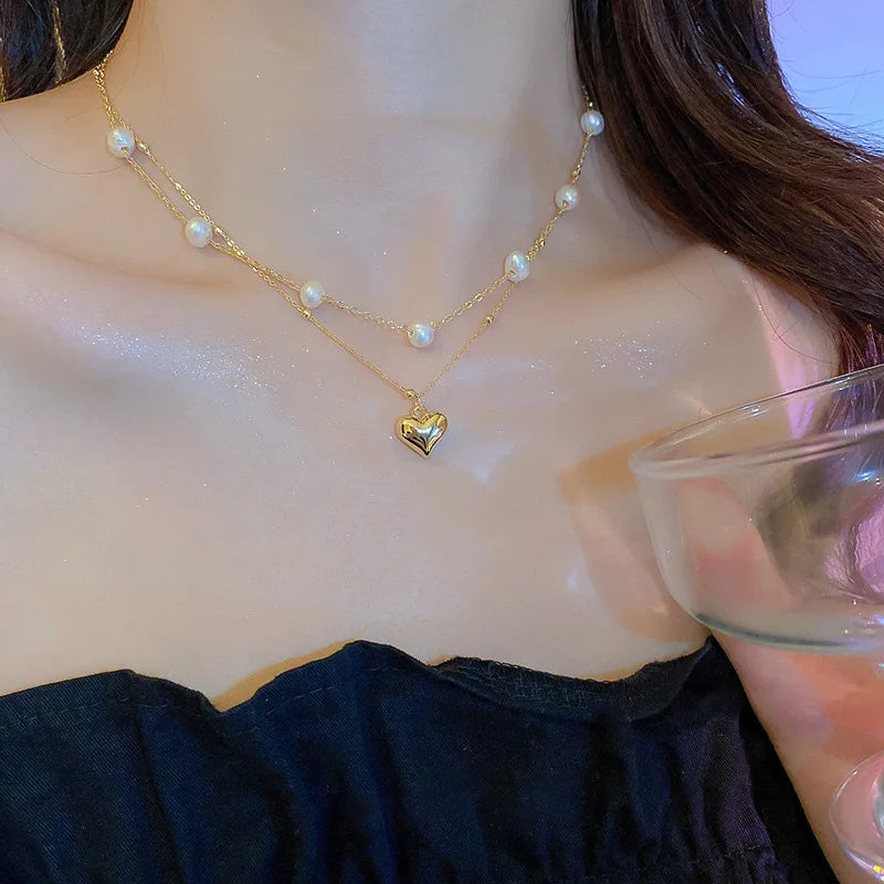 Gold Pearl Choker Necklace for Women – Kpop Inspired Beads Collar