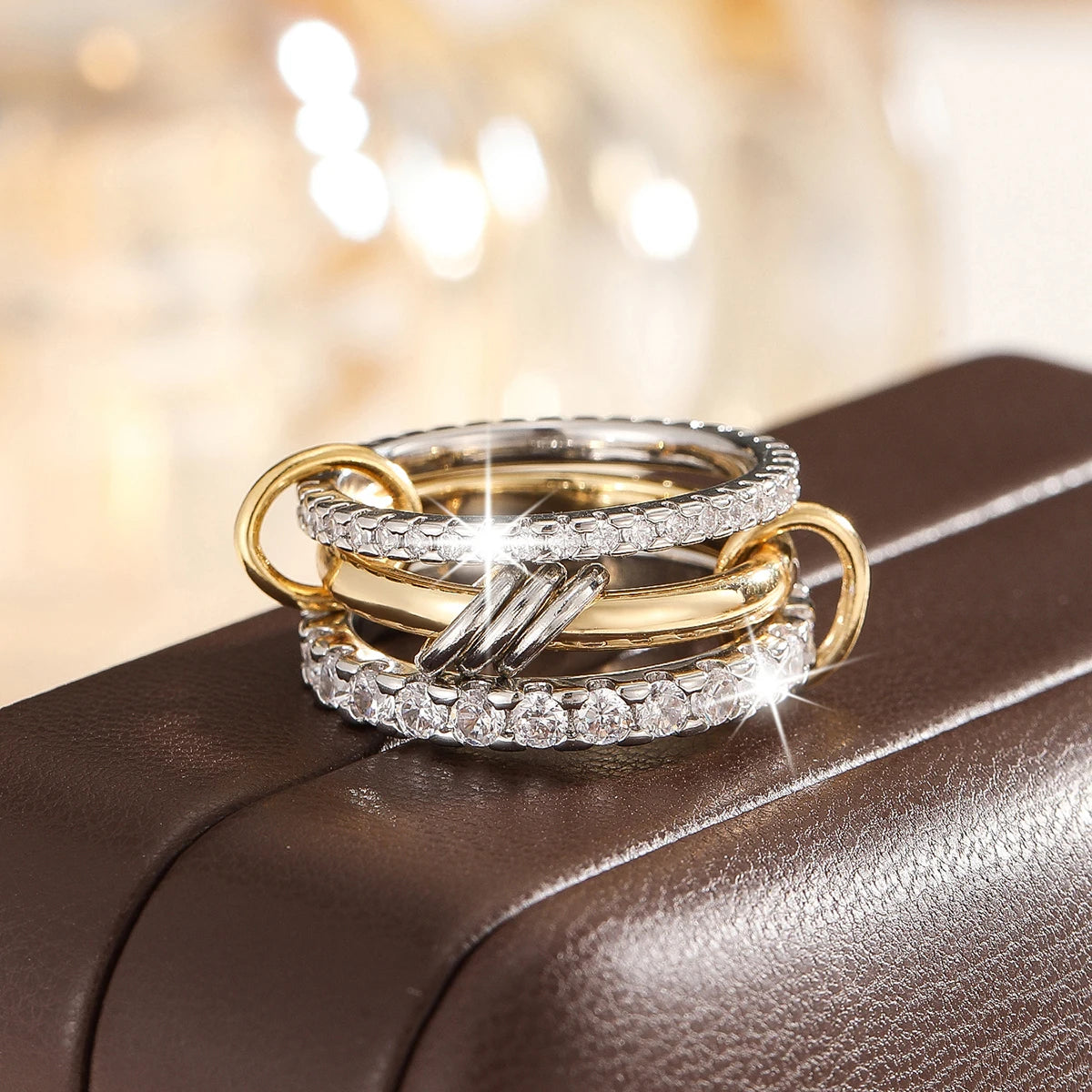 Two-Tone Stacking Ring  – Hypoallergenic Copper Jewellery with Gold & Silver Linked