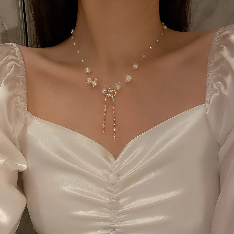 Gold Pearl Choker Necklace for Women – Kpop Inspired Beads Collar