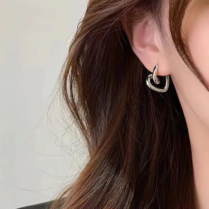 Y2K Retro Heart Hoop Earrings