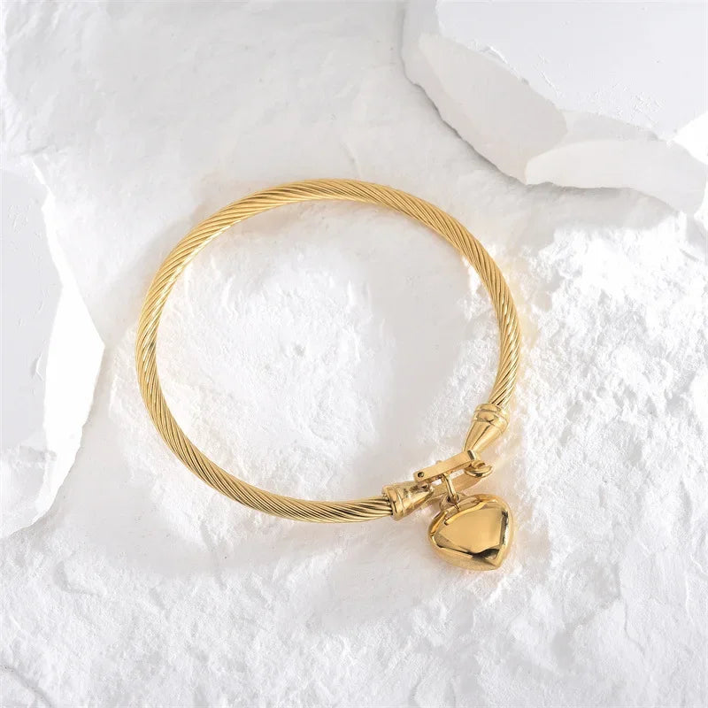 Golden Heart Luxe Bangle Bracelet