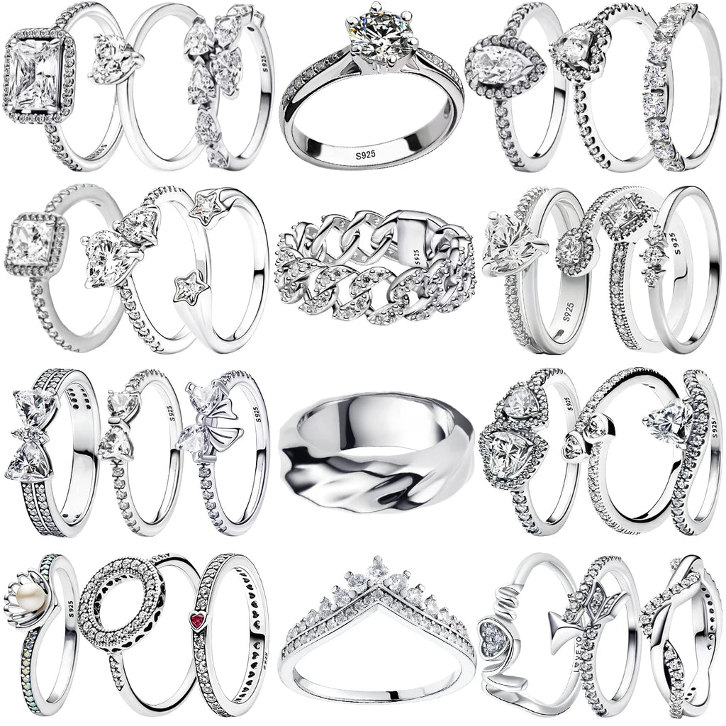 925 Sterling Silver Moissanite & Cubic Zirconia Rings