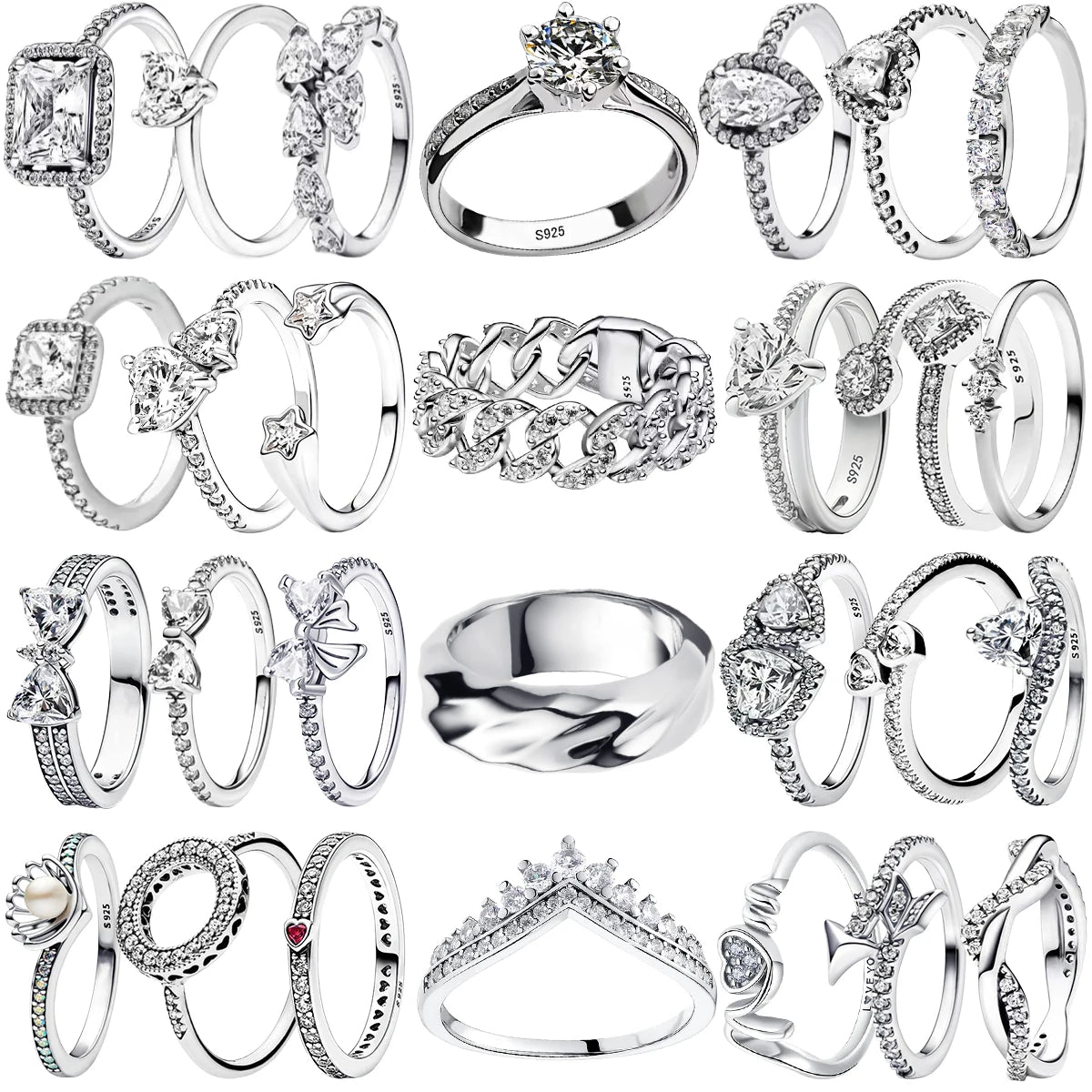 925 Sterling Silver Moissanite & Cubic Zirconia Rings