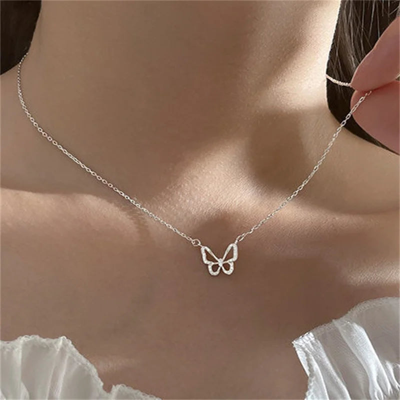 Elegant Double Layer Butterfly Necklace