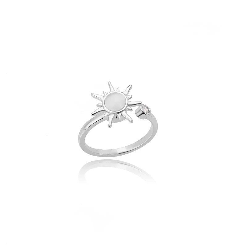 Anti-Stress Sun Spinner Ring – Stainless Steel Fidget Anxiety Ring, Adjustable Jewellery