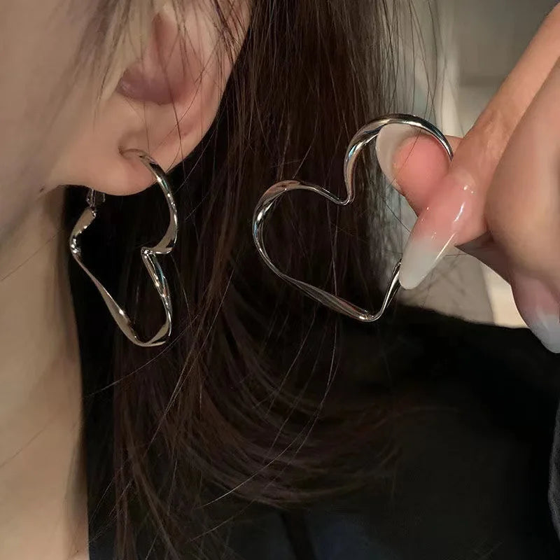Y2K Retro Heart Hoop Earrings