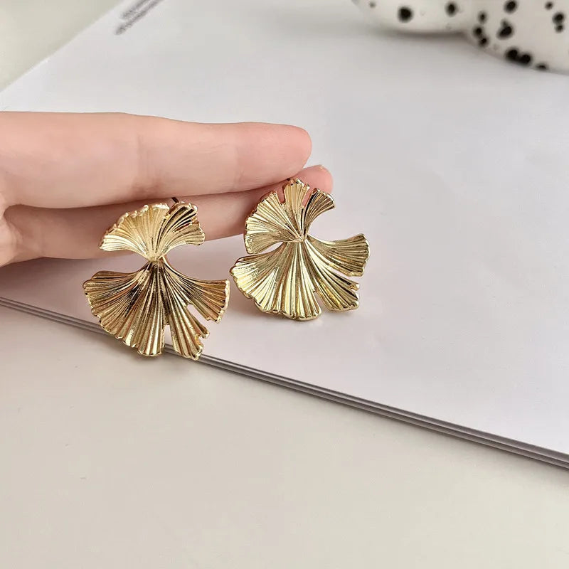 Golden Ginkgo Statement Earrings