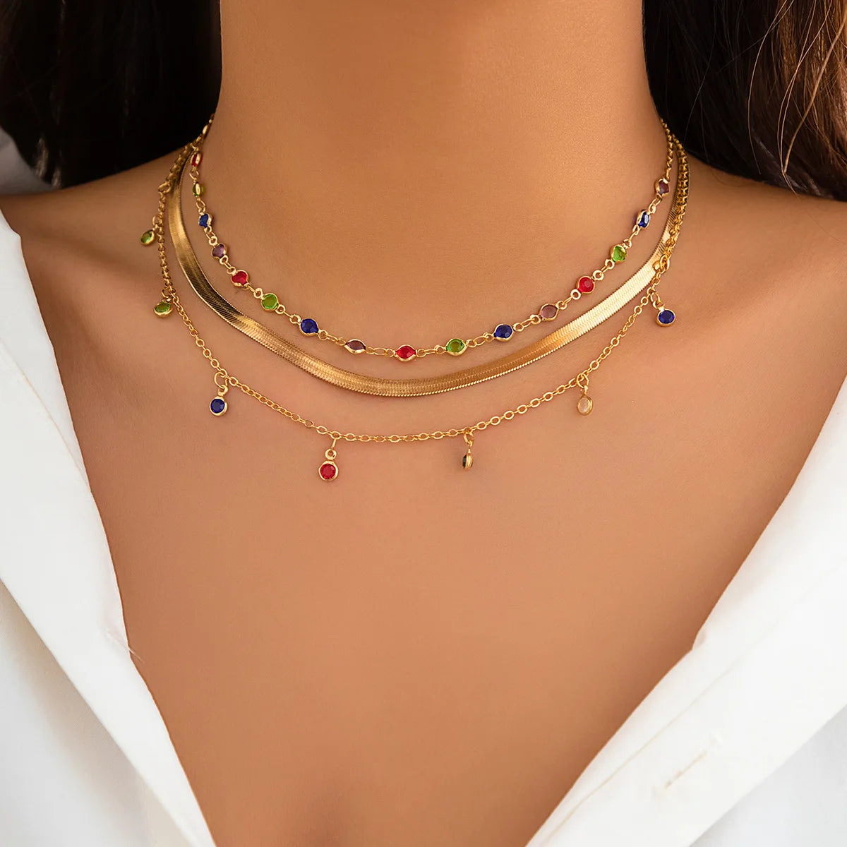 Gold Multi-Layer Pendant Necklace Set for Women