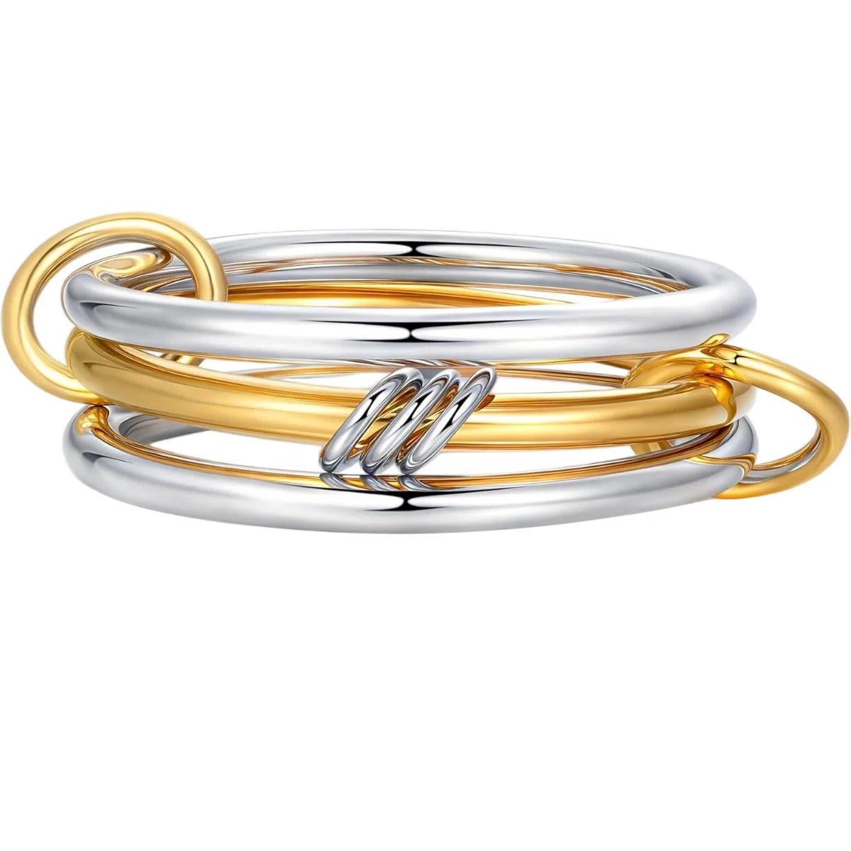 Two-Tone Stacking Ring  – Hypoallergenic Copper Jewellery with Gold & Silver Linked