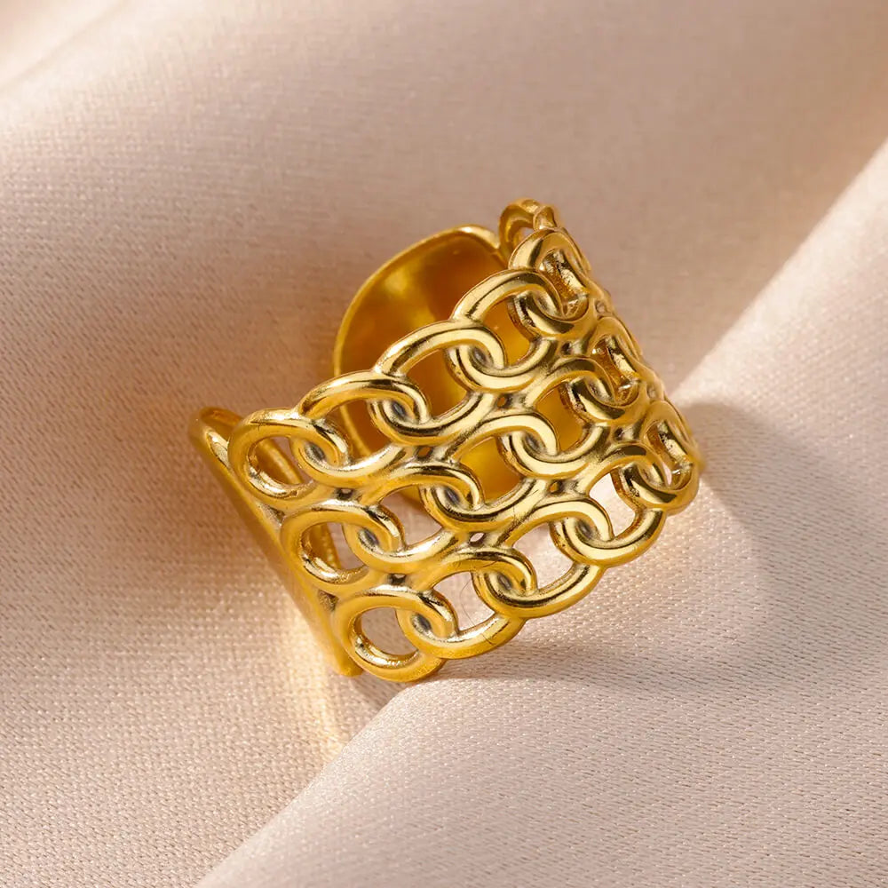 Stainless Steel Gold Rings Set