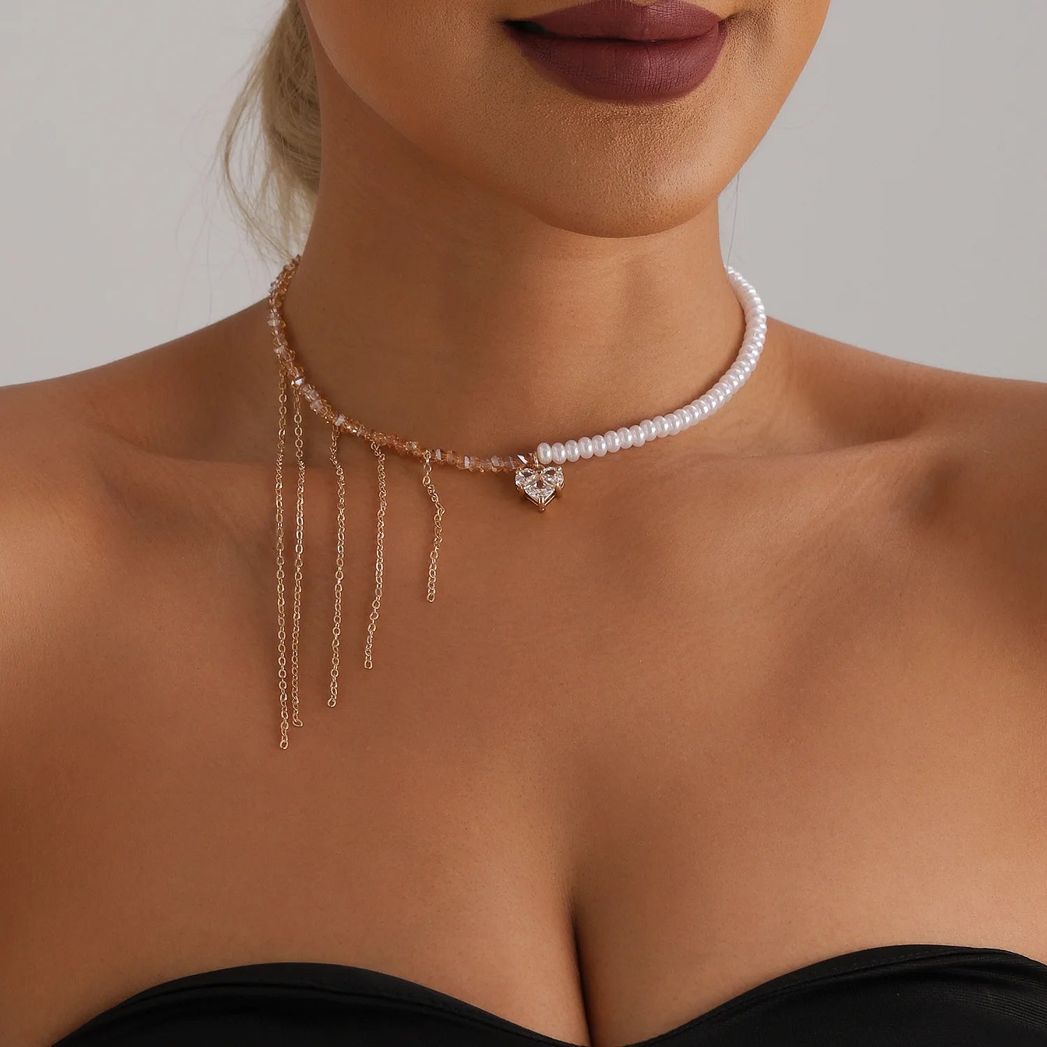 Y2K Crystal Beaded Necklace