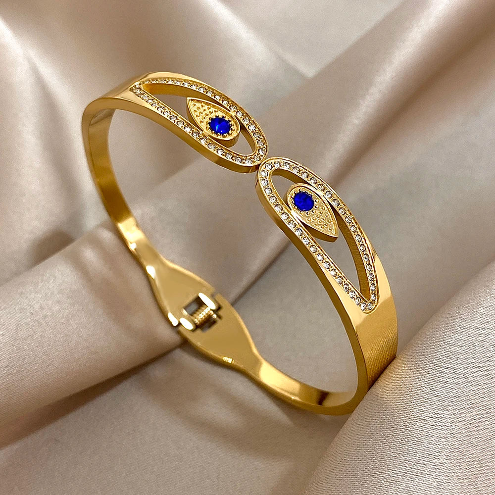 Golden Bloom Double Flower Cuff Bracelets