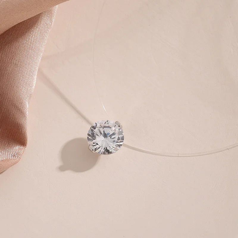 Luxury Crystal Ball Pendant Fishline Necklace