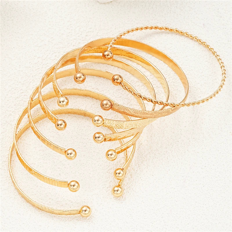 Golden Era Charm Bangle Set – 7 Pieces Bracelets