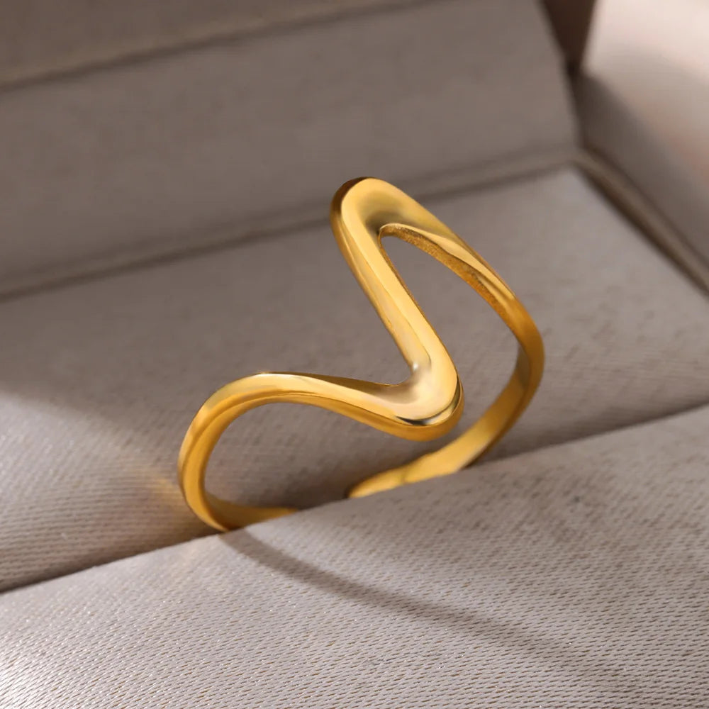 Stainless Steel Open Rings Set – Waterproof Adjustable Women’s Statement Rings