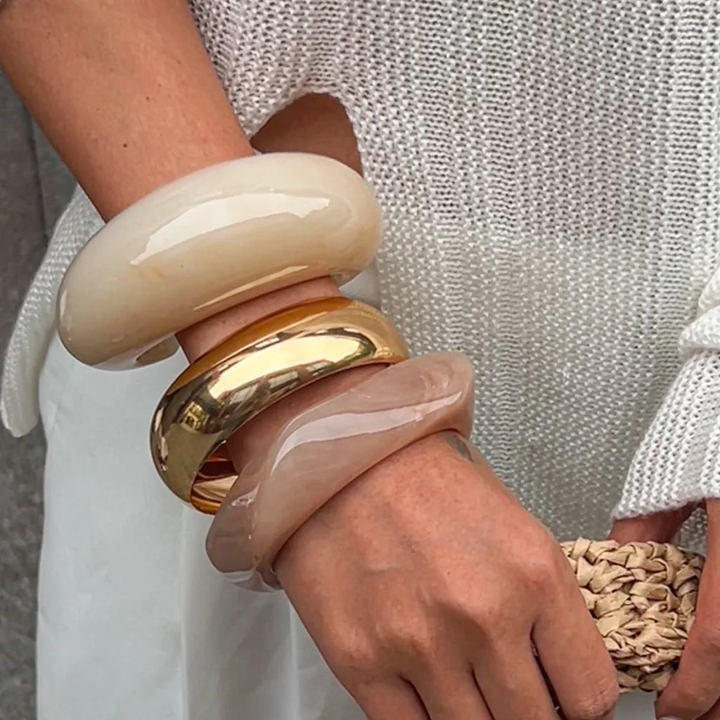 Luna Bold Resin & Gold Bangle Set Bracelets