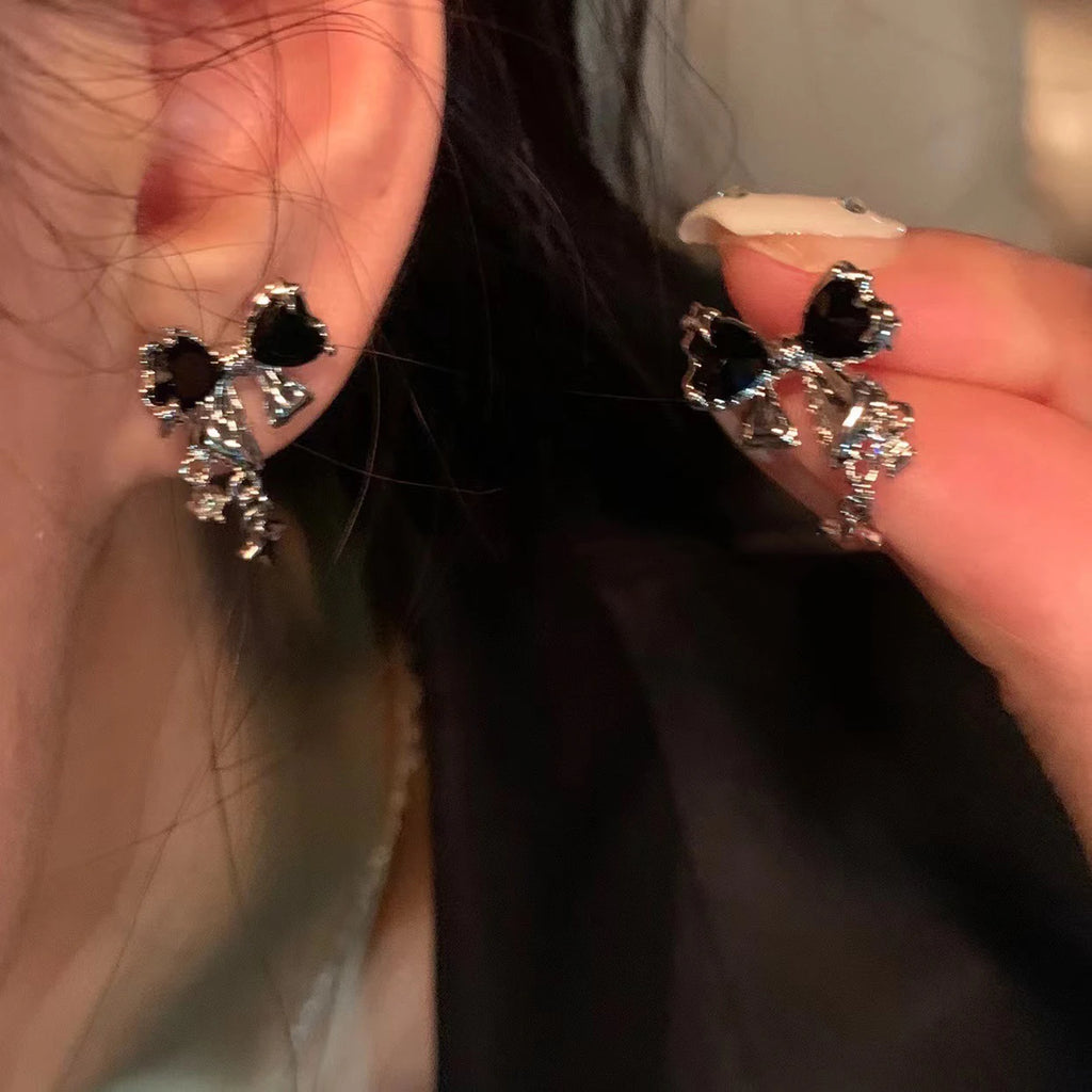 Crystal Bow Charm Earrings
