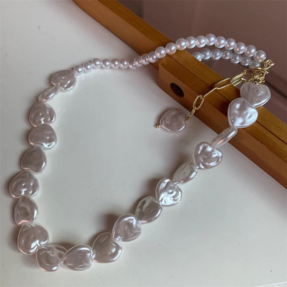 Lustrous Pearl Heart Necklace