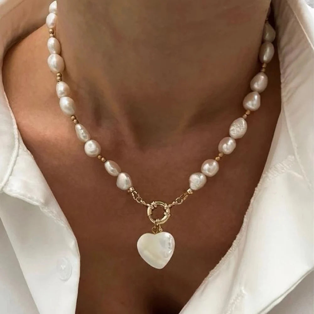 Lustrous Pearl Heart Necklace