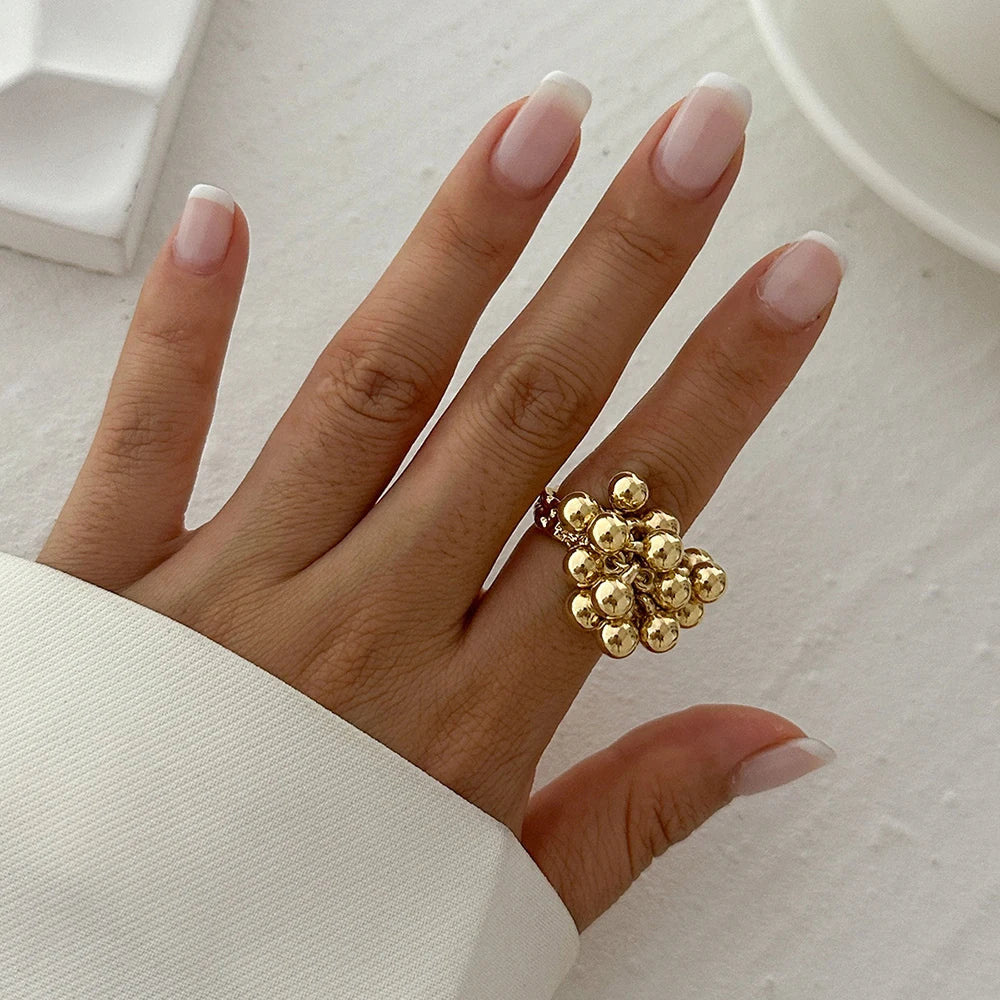 Gold Plated Square Zircon Ring – Adjustable Stainless Steel