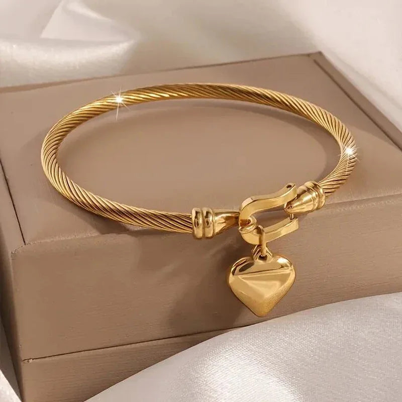 Golden Heart Luxe Bangle Bracelet