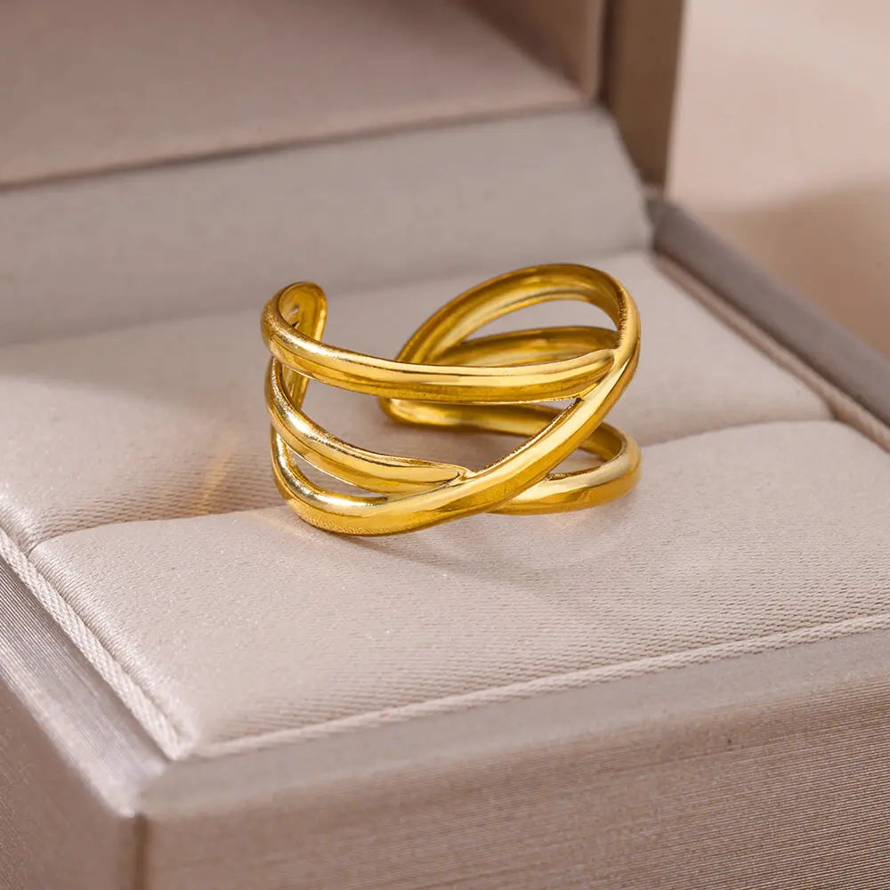 Stainless Steel Gold Rings Set