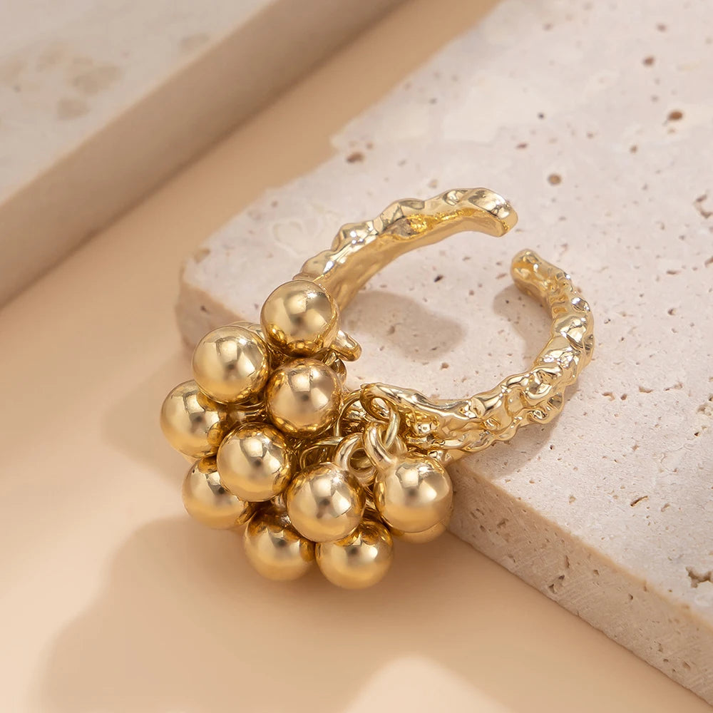 Gold Plated Square Zircon Ring – Adjustable Stainless Steel