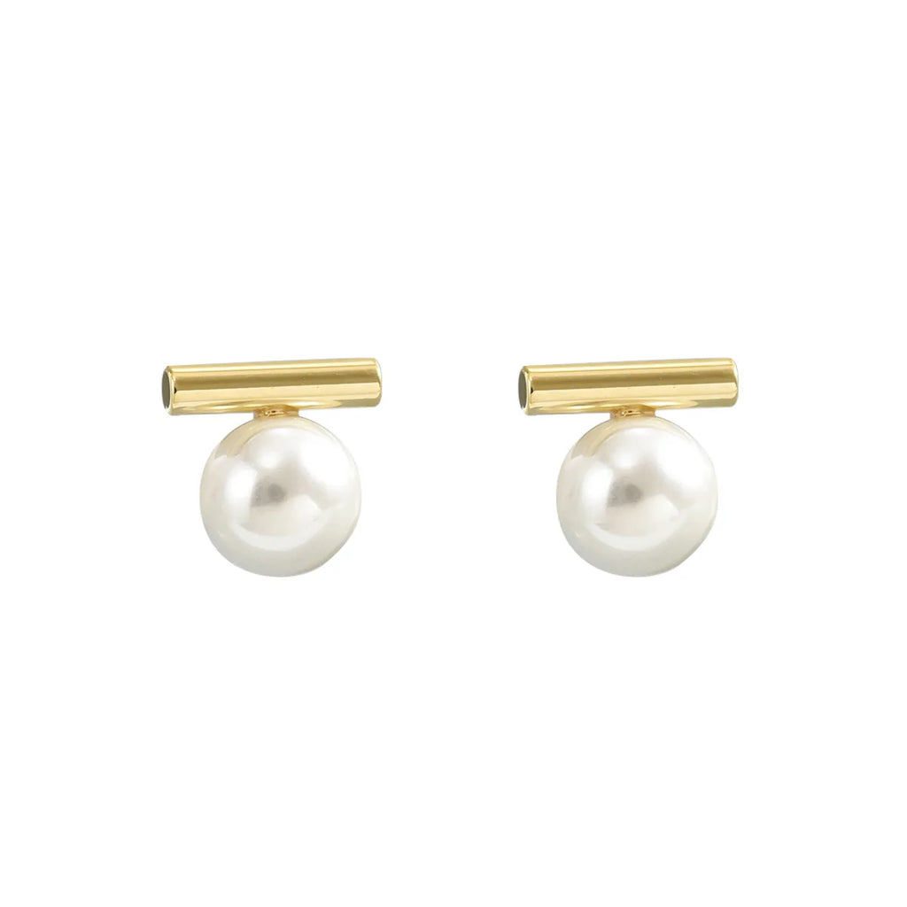Modern Pearl Bar Earrings