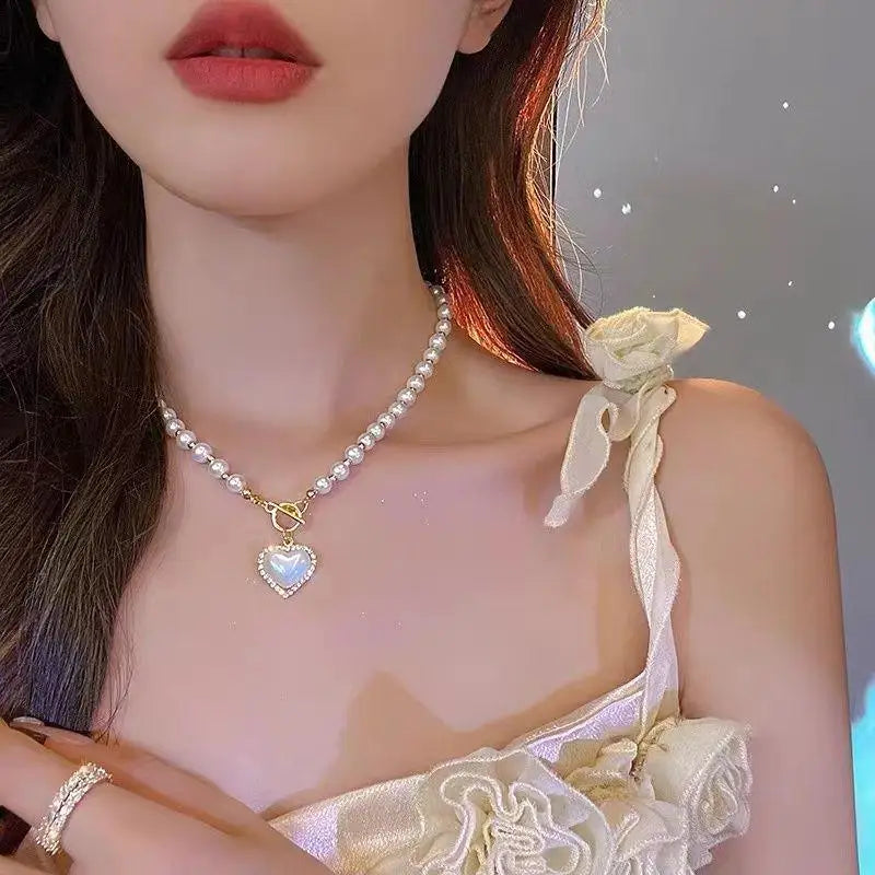 Gold Pearl Choker Necklace for Women – Kpop Inspired Beads Collar