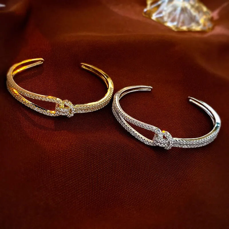 Radiance Knot Zircon Cuff Bracelet