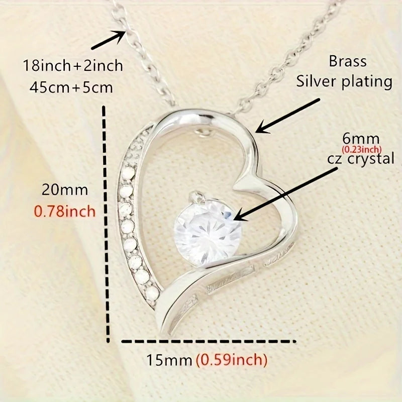 To My Grandma – Elegant Heart Pendant Necklace with Cubic Zirconia Stone | Meaningful Gift for Grandmother, Love & Appreciation Jewelry