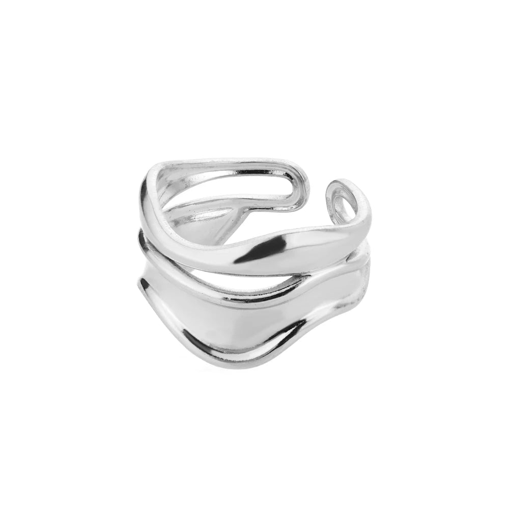 Stainless Steel Open Rings Set – Waterproof Adjustable Women’s Statement Rings