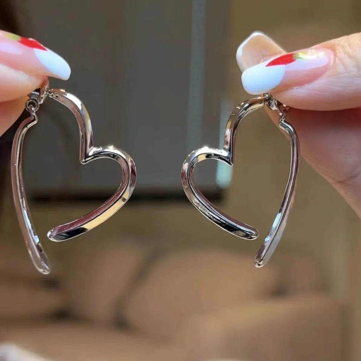 Y2K Retro Heart Hoop Earrings