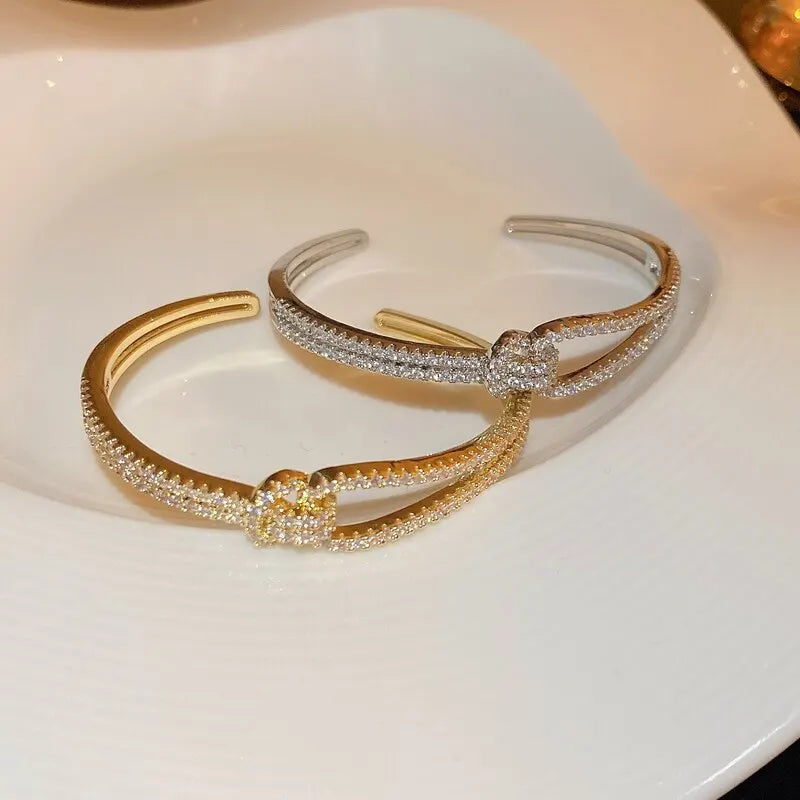 Radiance Knot Zircon Cuff Bracelet