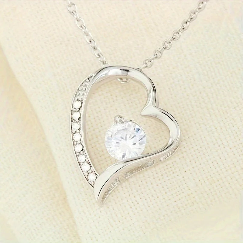 To My Grandma – Elegant Heart Pendant Necklace with Cubic Zirconia Stone | Meaningful Gift for Grandmother, Love & Appreciation Jewelry