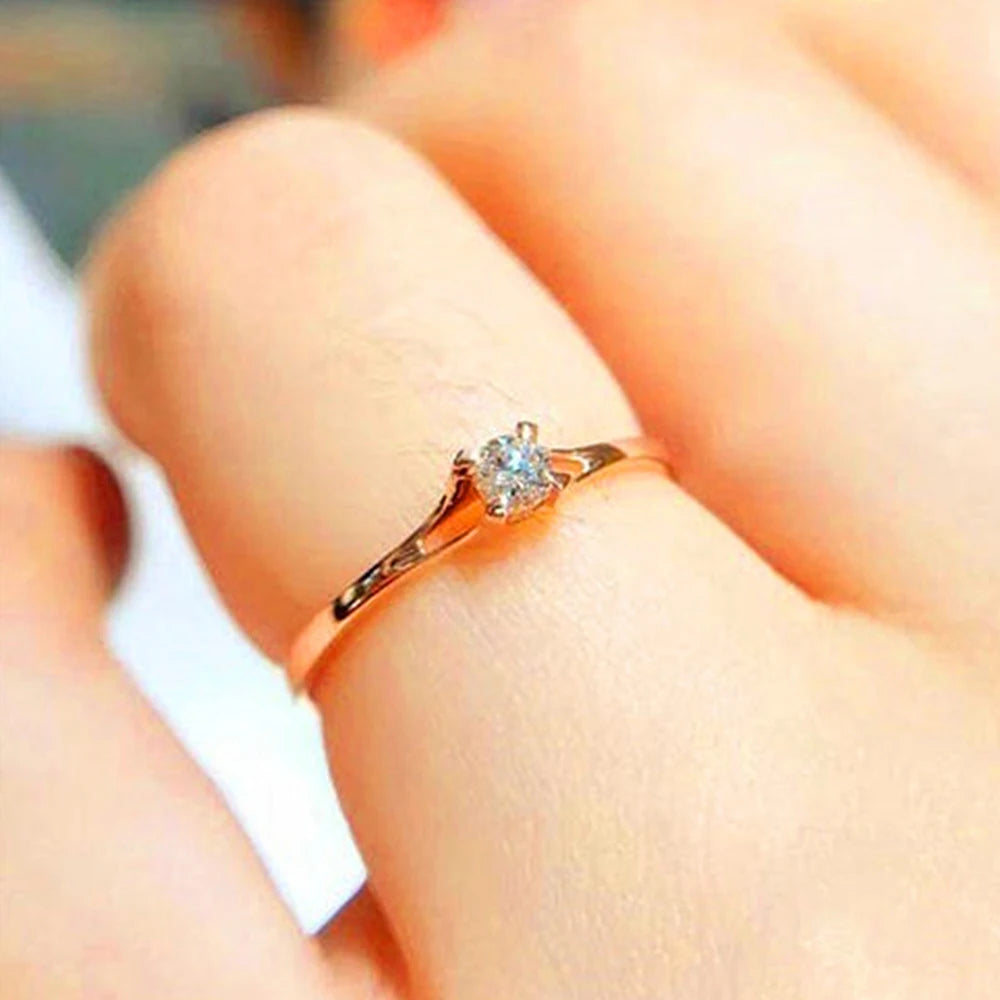 Minimalist CZ Solitaire Engagement Ring – Elegant 4mm Cubic Zirconia