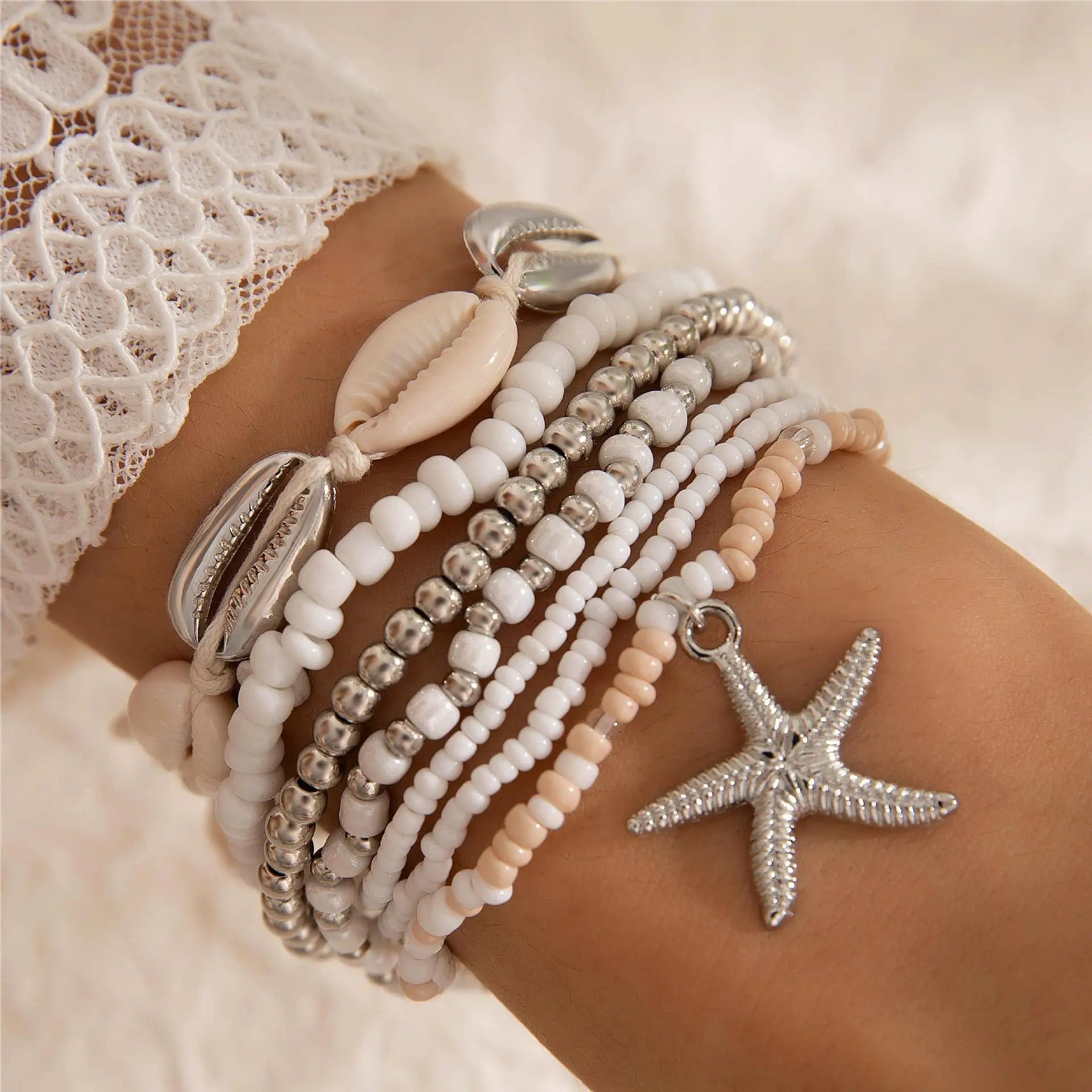 Ocean Breeze Boho Bracelet Set – 7 Pieces Bracelet