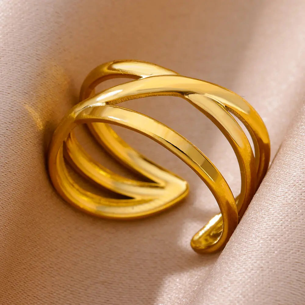 Stainless Steel Gold Rings Set