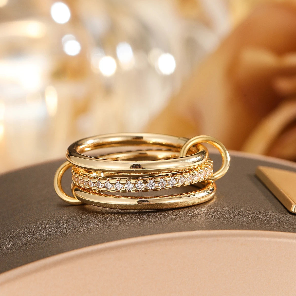 Two-Tone Stacking Ring  – Hypoallergenic Copper Jewellery with Gold & Silver Linked